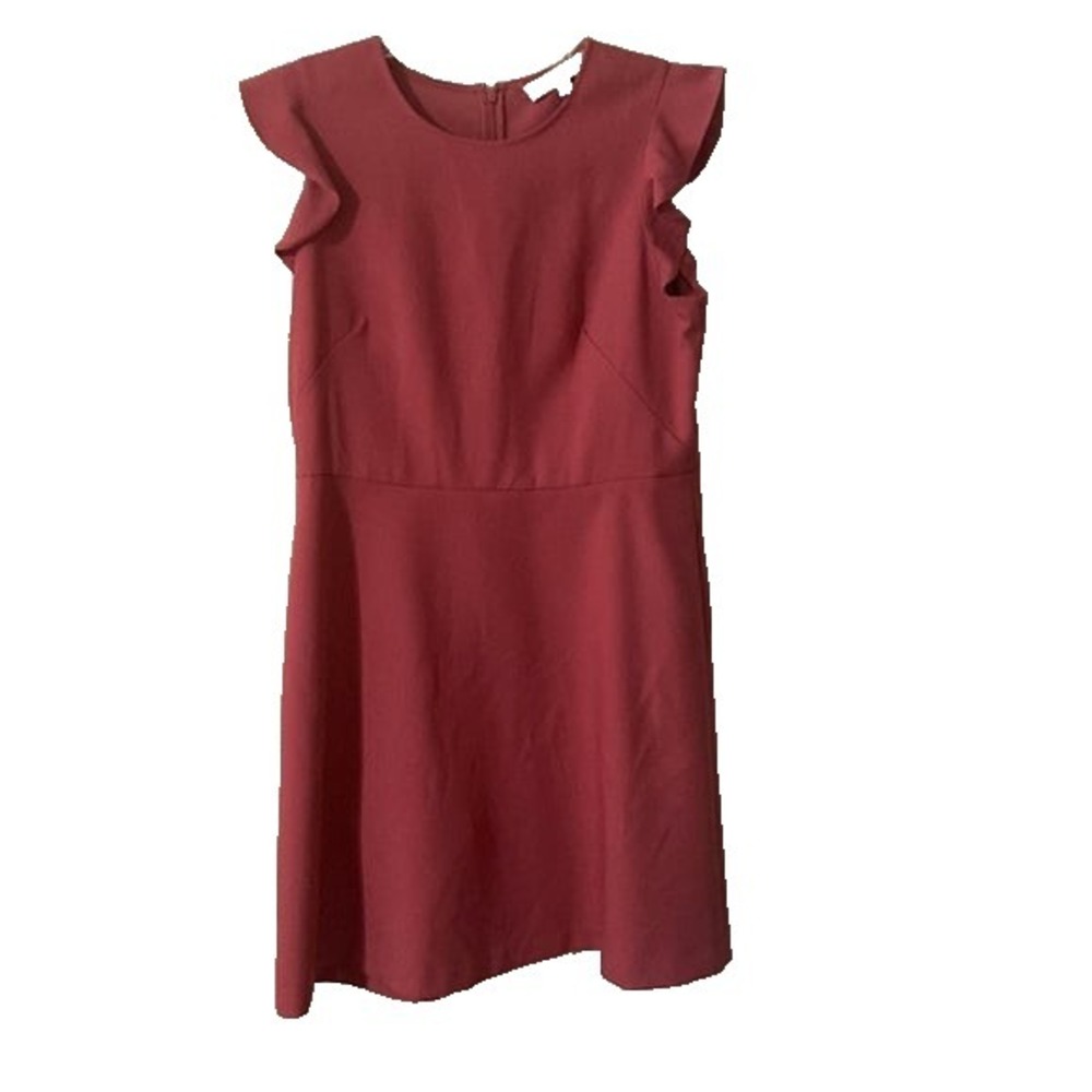 Loft Petite Dress Size 10 Ruffle Cap Sleeves Dusty Rose Pink Women's Size 10P
